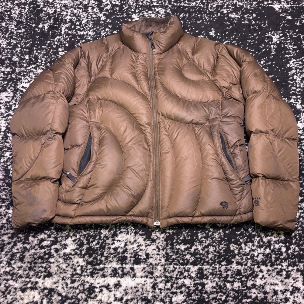 Mountain Hardwear Sonic Puffer Down Jacket Fleece Lined Brown Womens Large
